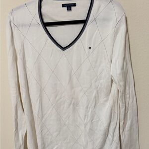 Tommy Hilfiger White V-Neck Sweater